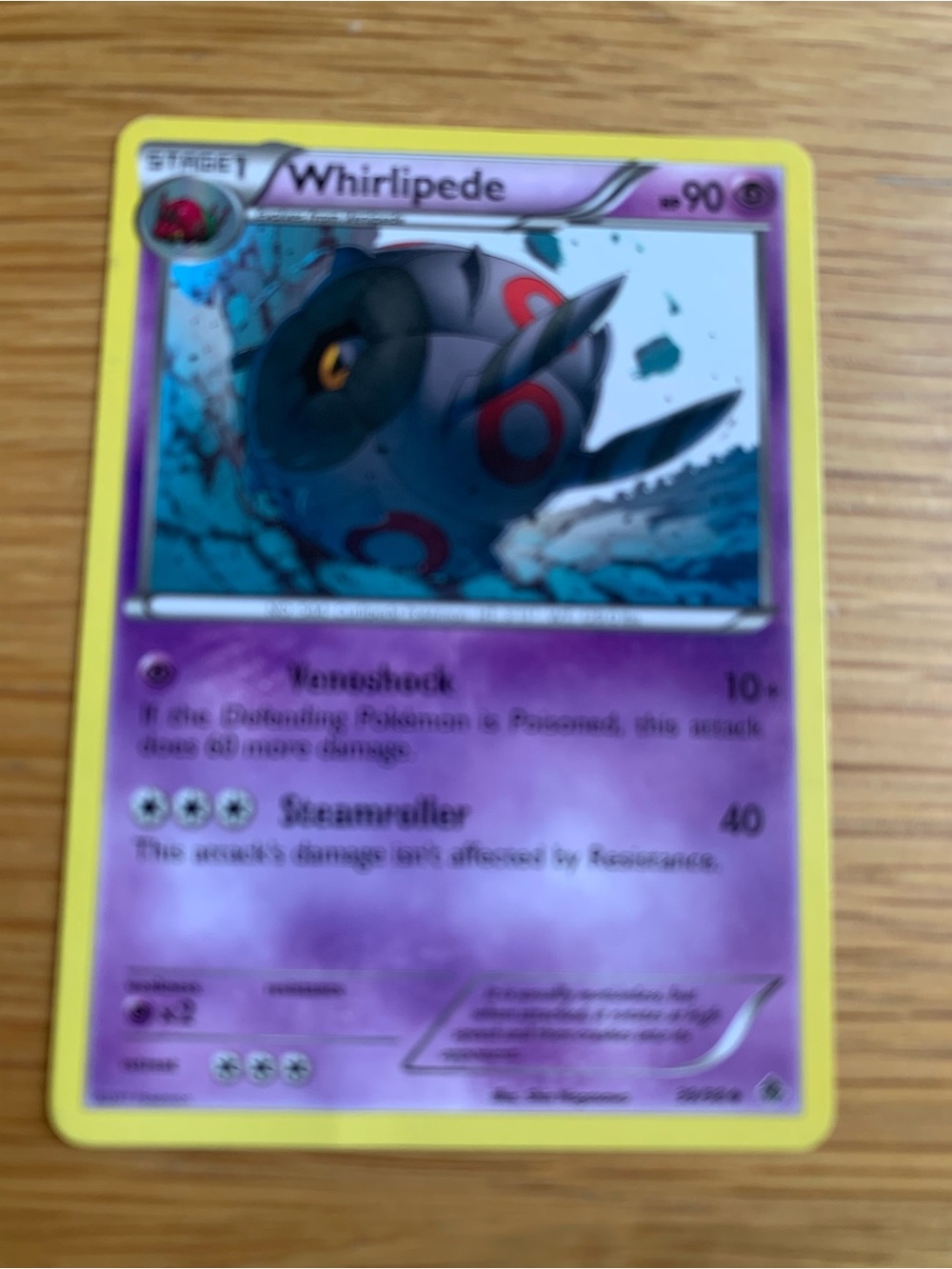Pokemon Whirlipede Card - Purple with Yellow Border